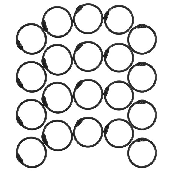 LOLIPPYY 50Pcs Metal Binding Rings Black for Office Use with Hinged Design for Secure Page Binding