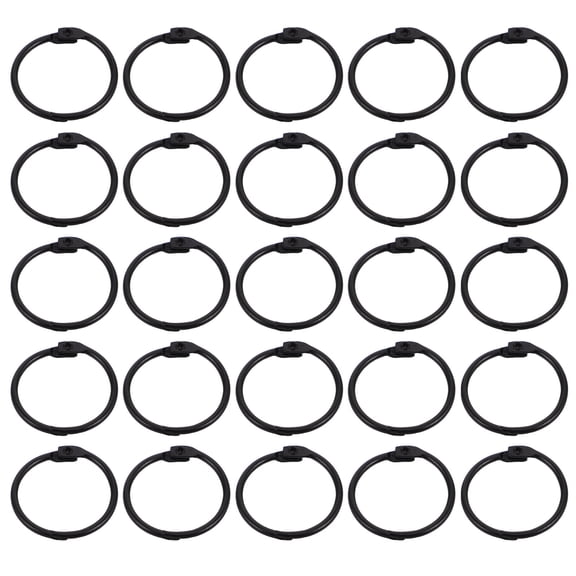 LOLIPPYY 50Pcs Metal Book Binder Rings Black for Office Journals Notebooks and Photo Albums