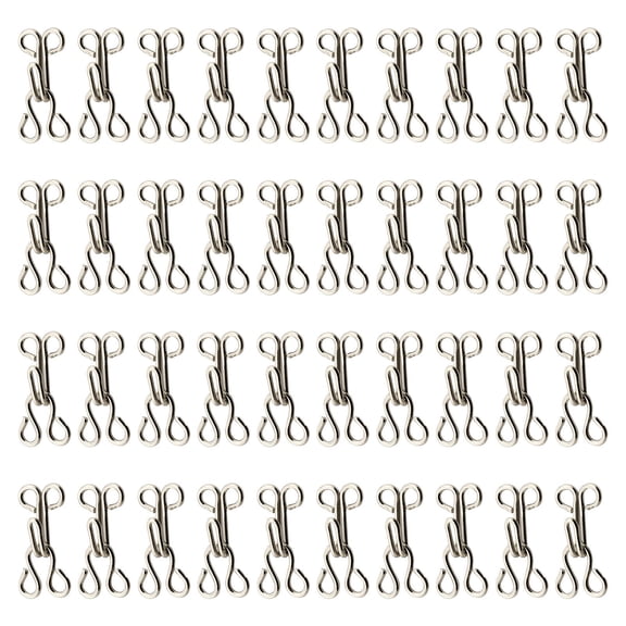 LOLIPPYY 50Pcs Metal Button Hook Buckle Plated Silver for Clothes Durable Lightweight Fastener for Jackets Jeans