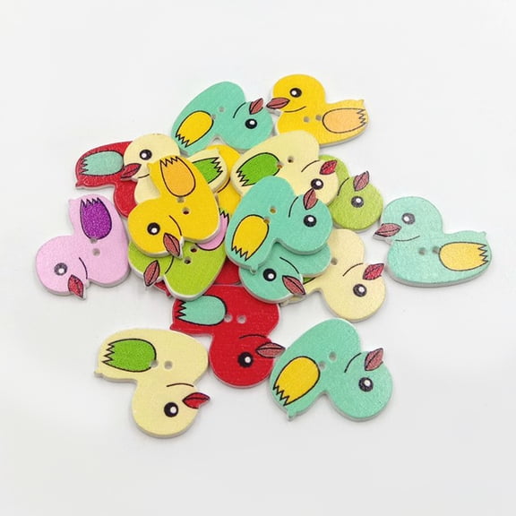 LOLIPPYY 50 Pieces Mixed Color Wooden Buttons with Adorable Patterns for Scrapbooking, Knitting, Sewing and Craft Projects