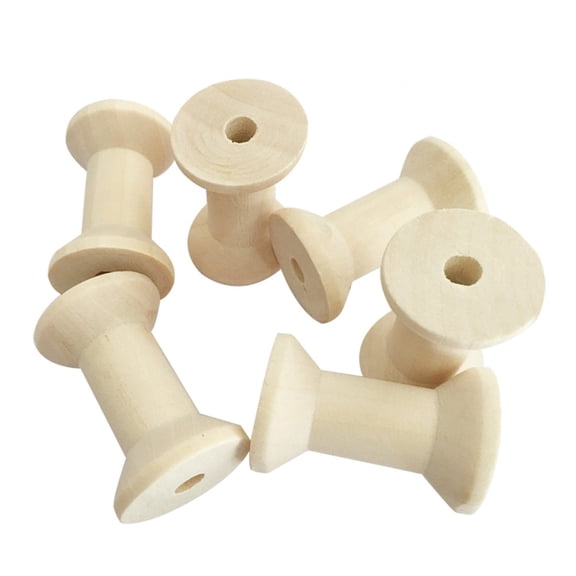 LOLIPPYY 50Pcs Unfinished Wooden Thread Spools Ideal for Dyeing Staining and Crafting Decorative Use