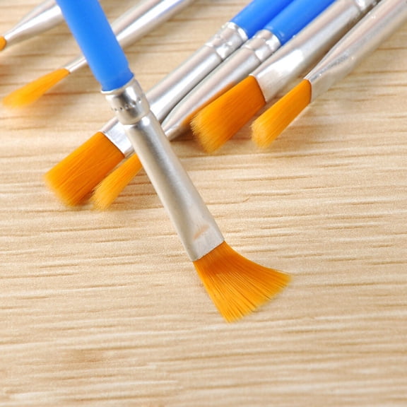 LOLIPPYY 50Pcs Painting Brush Set with Blue Nylon Bristles Plastic Handles for Watercolor and Craft