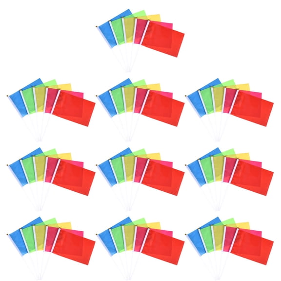 LOLIPPYY 50Pcs Parade Waving Flags Handheld Flags Pink Polyester for Celebrations