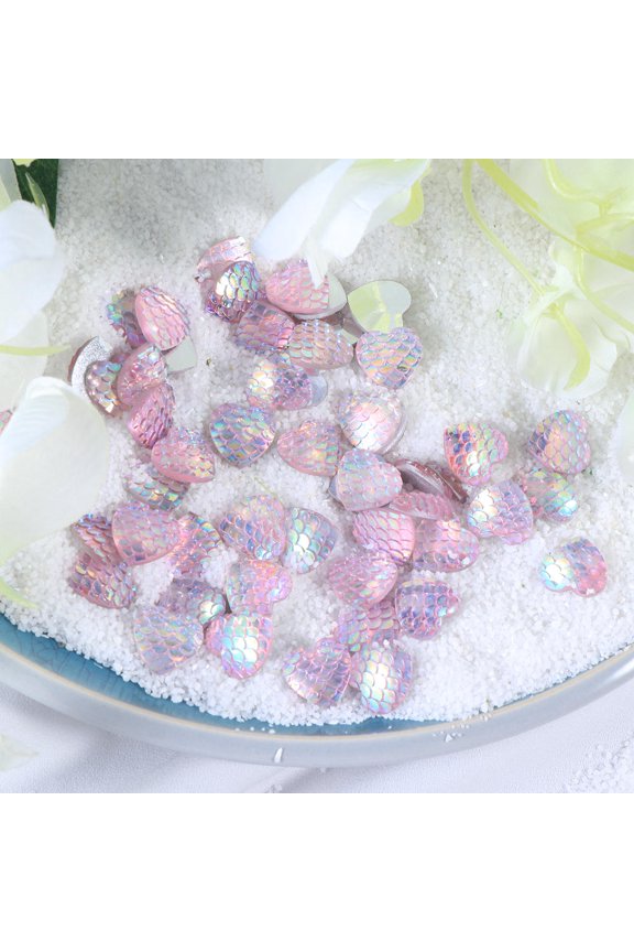 50Pcs Crystal Accessories Pink Fish Scale Rhinestones Decoration for Decorating Phones Shoes