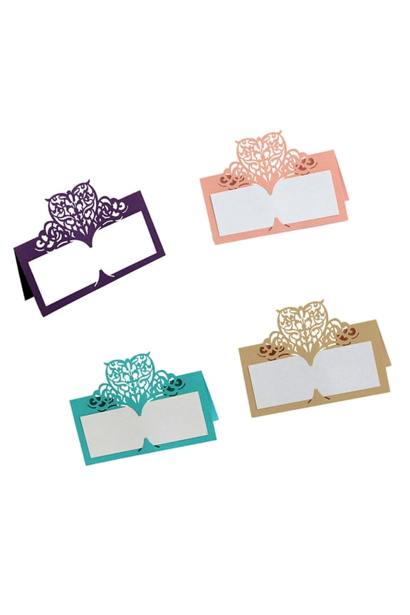 50Pcs Purple Table Name Card Paper Wedding Seat for Banquet Decor