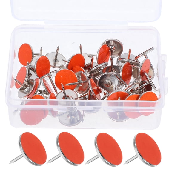 LOLIPPYY 50Pcs Reflective Trail Markers Orange Metal Thumbtacks for Outdoor Hiking Camping Durable Glow