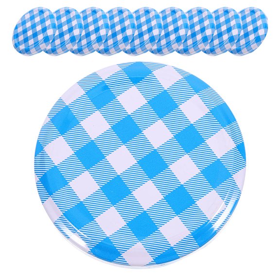 LOLIPPYY 50Pcs Reusable Canning Lids with Stylish Checked Plaid Design for Wide Use At Home