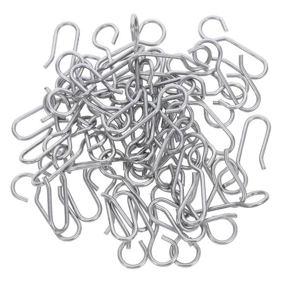LOLIPPYY 50Pcs Silver Curtain Track Hooks Stainless Steel Small Hooks for Ceiling Curtains and Drapes