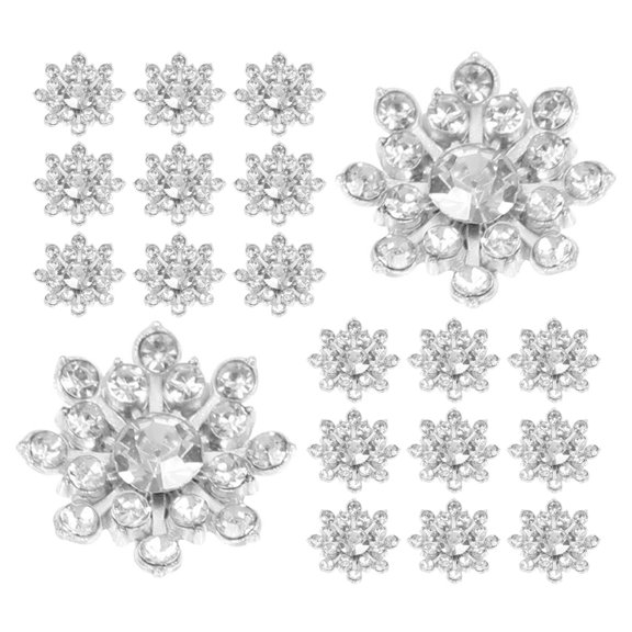 LOLIPPYY 50Pcs Silver Rhinestone Snowflake Buttons for DIY Jewelry and Clothing Decoration