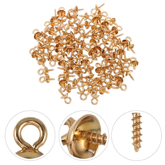 LOLIPPYY 50 Pieces Small Screw Eye Pins for Crafting, Secure Invisible Connectors for Bracelets, Necklaces, and Projects