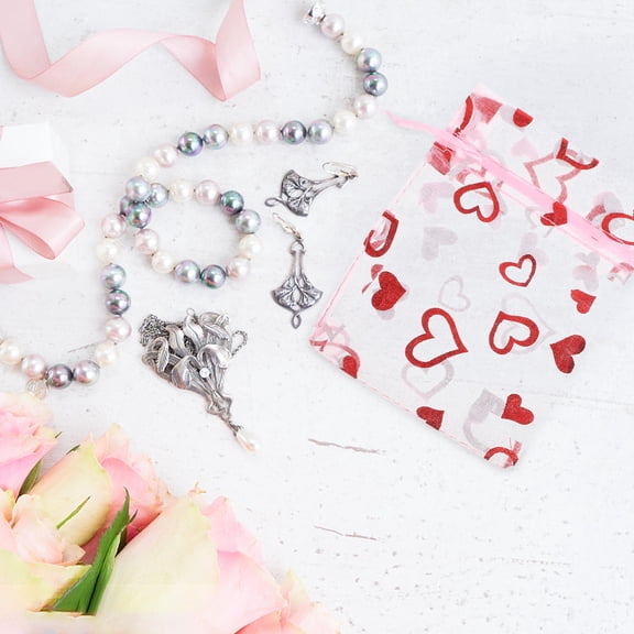 LOLIPPYY 50Pcs Small Sachet Bags Pink Mesh Packaging for Weddings and Anniversaries Parties