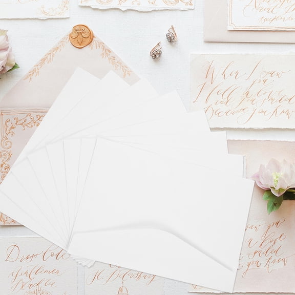 LOLIPPYY 50Pcs Thick Paper Envelopes White Multi Use Portable Storage for Invitations