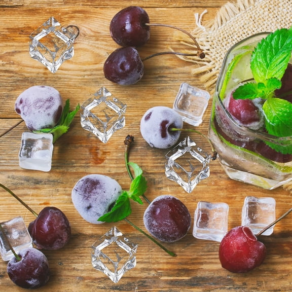 LOLIPPYY 50Pcs Clear Acrylic Ice Cubes Decorative Fake Ice Cubes Realistic