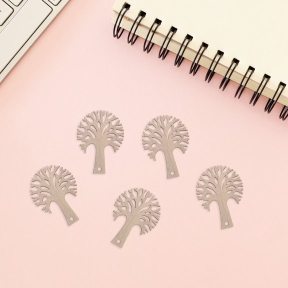 LOLIPPYY 50Pcs Unfinished Wood Tree Ornaments Light Brown Family Tree Cutouts for Wedding and Holiday Decor