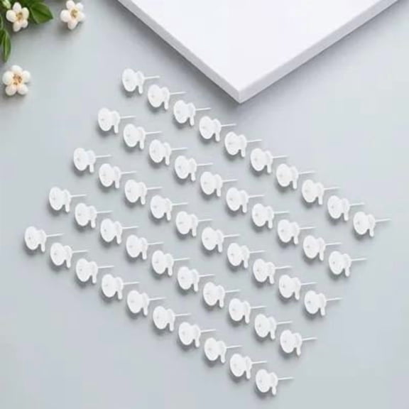 LOLIPPYY 50Pcs Wall Mounted Picture Hanger Nails White Strong Steel and ABS for Home Decoration