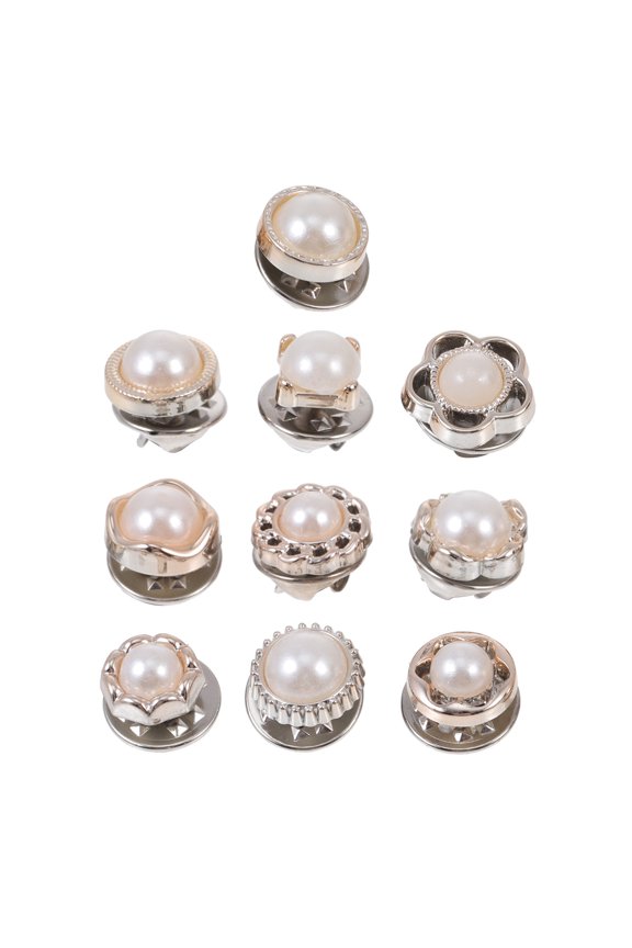 50Pcs White Hidden Buttons Collar Corsages for Hat Handbag Wedding Decorations
