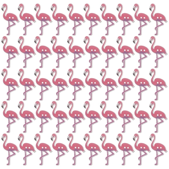 LOLIPPYY 50Pcs Wood Buttons Pink Flamingo Animal Pattern Decorative Buttons for Sewing