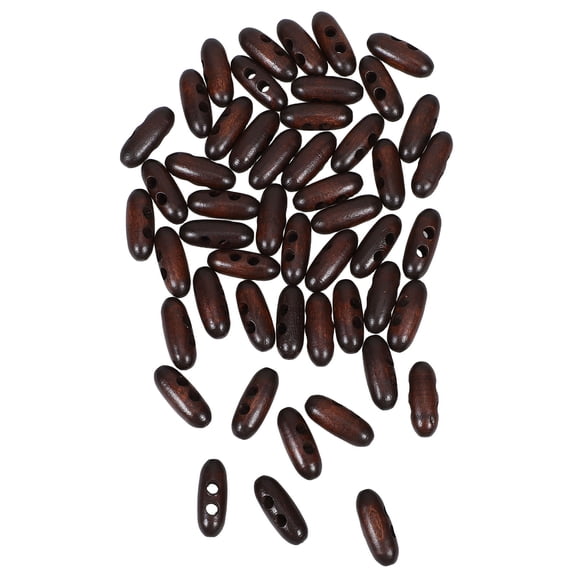 LOLIPPYY 50Pcs Wooden Oval Toggle Buttons Double Hole for Sweater Coat DIY Decorative Use