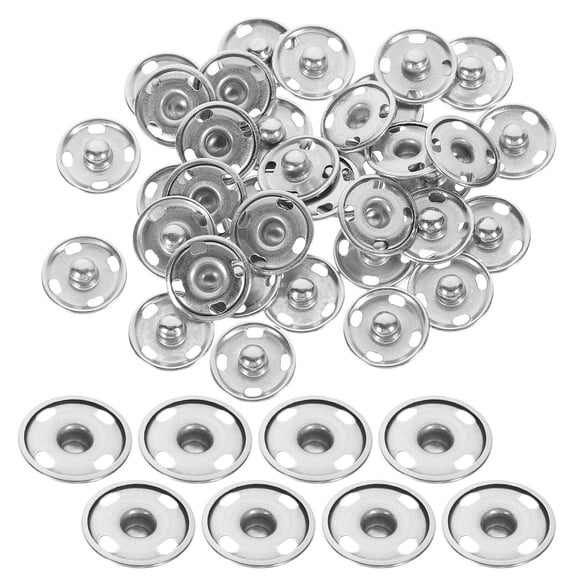 LOLIPPYY 50Sets Plated Silver Metal Snaps Buttons Sew on Snaps Fasteners Brass Round Press Studs for DIY