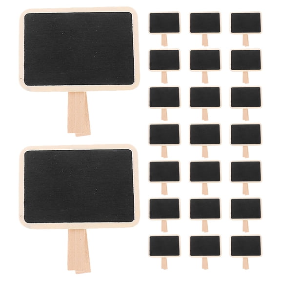 LOLIPPYY 50pcs Black Chalkboard Clips For Leaving Messages Wood Memo Boards For Office Use
