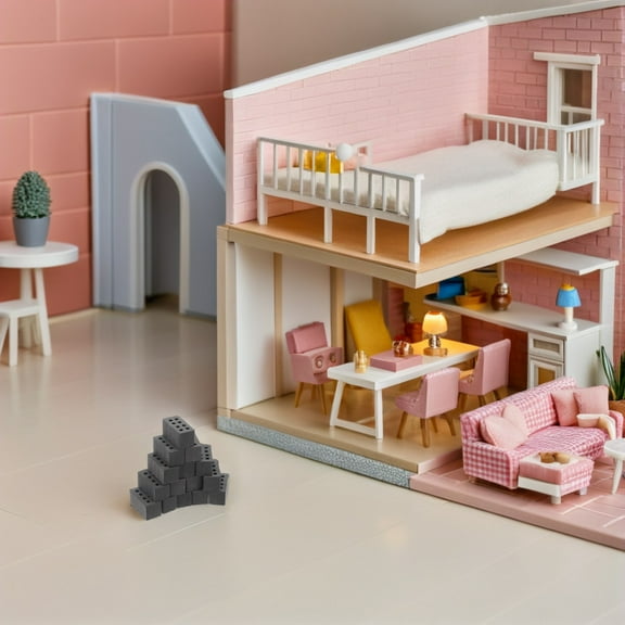 LOLIPPYY 50pcs Clay Miniature Bricks Light Grey Mini House Accessories For DIY Projects Garden Lawn