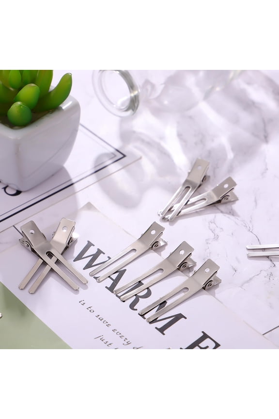 50pcs Hair Setting Clips Alligator Clips Silver for Salon Use Stylists