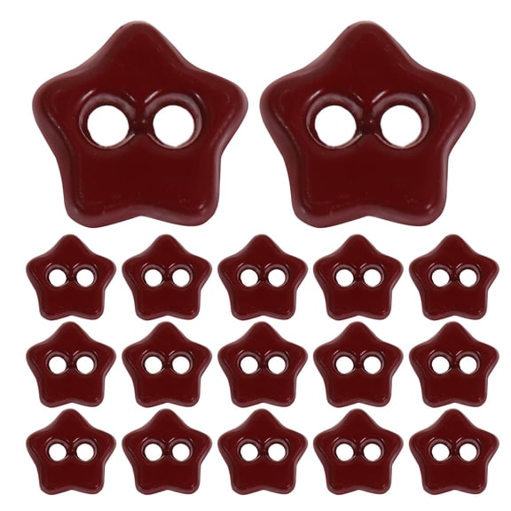 LOLIPPYY 50pcs Miniature Star Buttons: For Dolls Metal Two-Hole Sewing Buttons Diy Doll Clothing Accessories For Handmade Craft Projects Shoes Bags And Tiny Art Decorations Red
