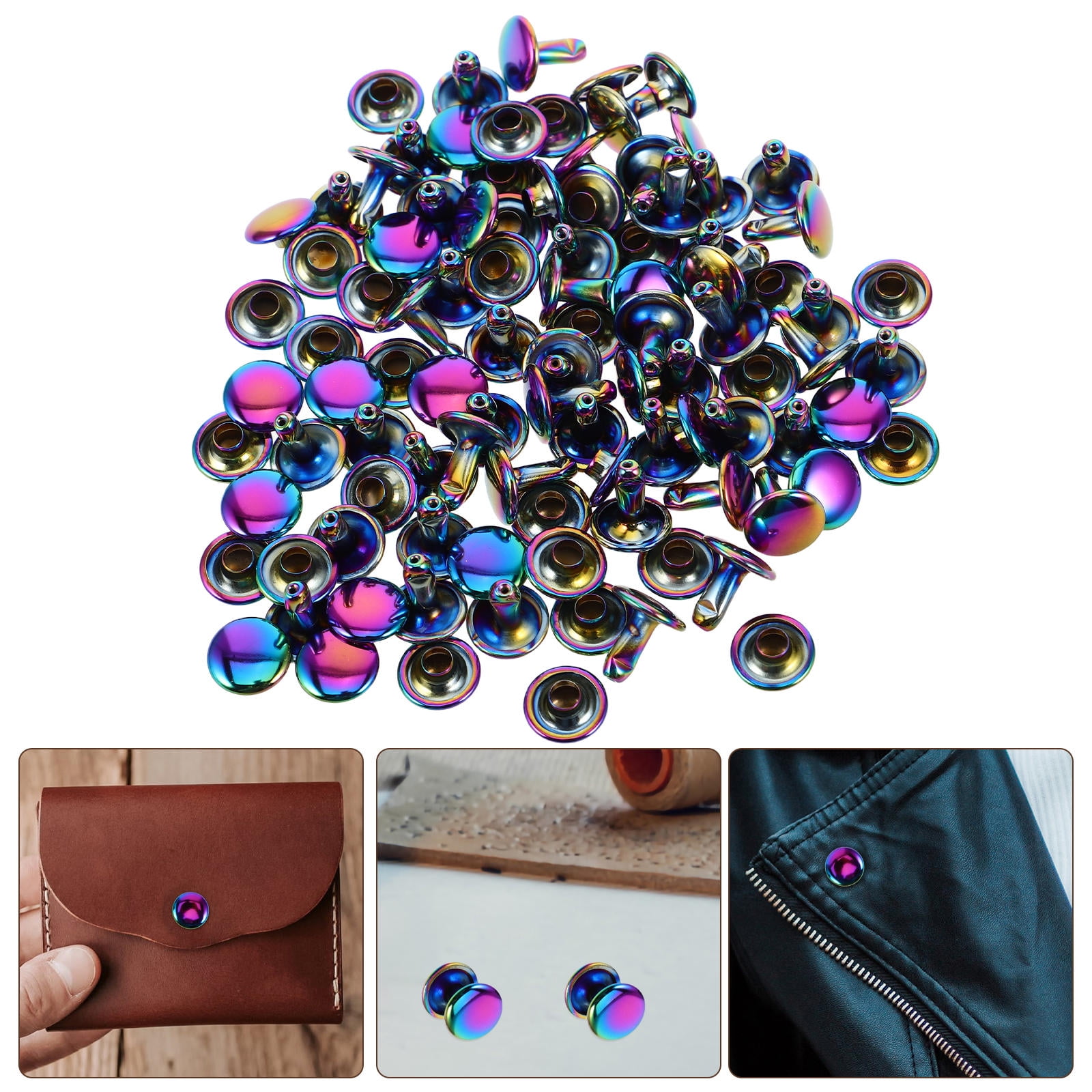LOLIPPYY 50pcs Multi Color Double Cap Rivets for DIY Purse Making Metal ...