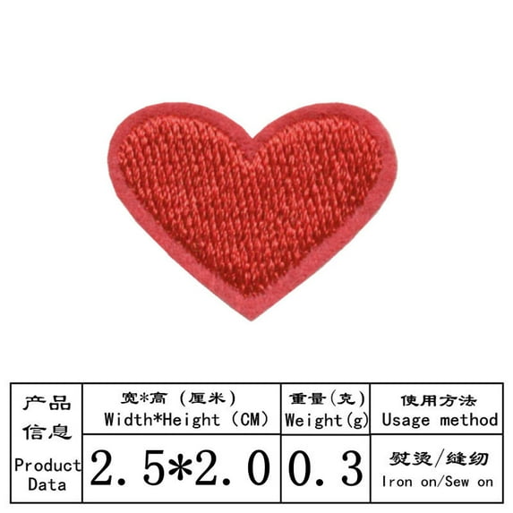 LOLIPPYY 50pcs Red Hearts Patches Embroidered Iron On/Sew On Heart Shape Patches Embroidered Sew On Appliques For Clothing Decoration Jackets Backpacks Shoes Accessories