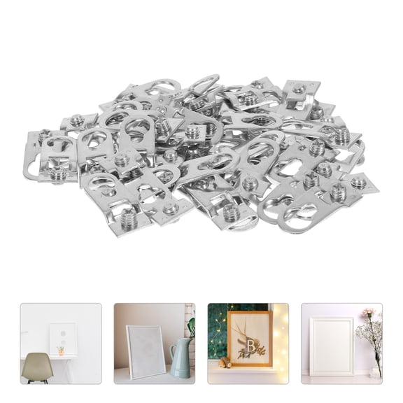 LOLIPPYY 50pcs Silver Aluminum Alloy Photo Frame Hooks for Wall Decoration Easy Installation Durable Design