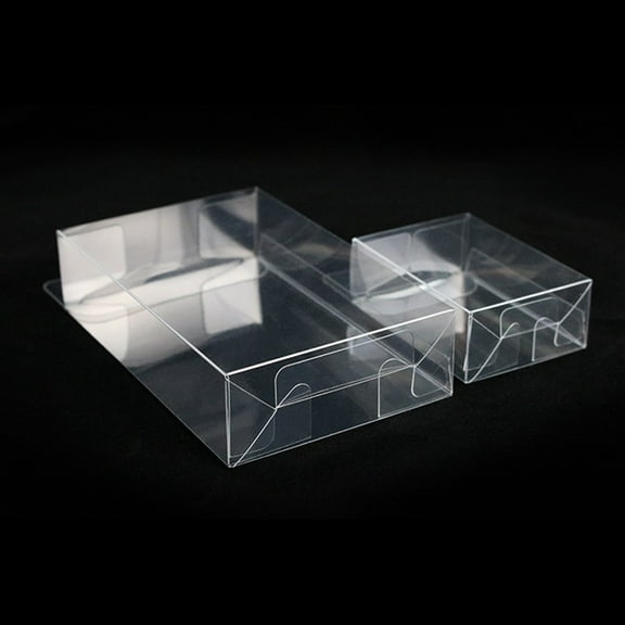 LOLIPPYY 50pcs Transparent Plastic Box: Folding Small Rectangular Food Storage Container With Handle - Gift Packaging Box For Party Favors Candy