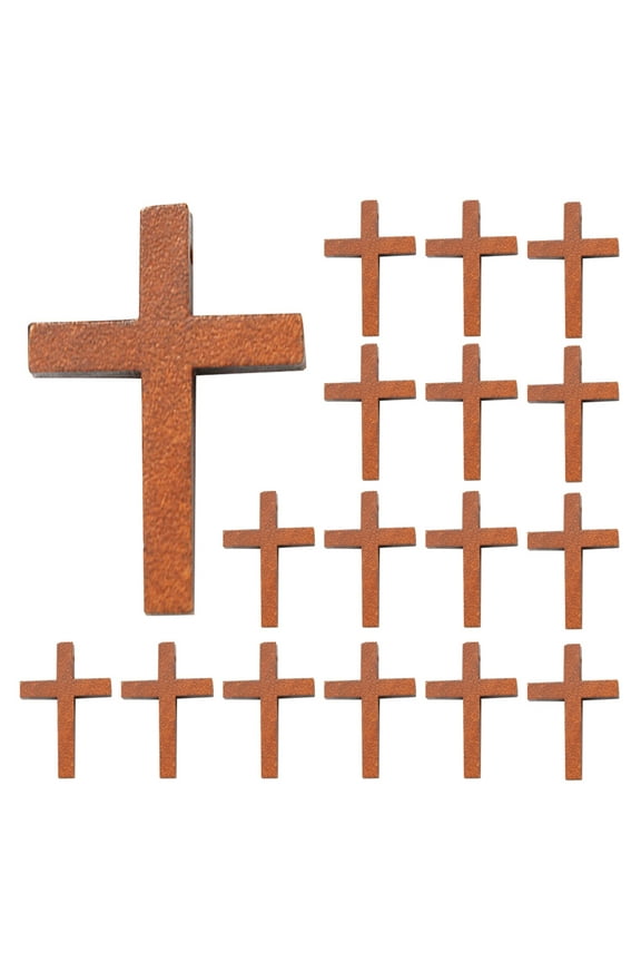 50pcs Mini Wooden Cross Pendants Small Cross Charms for Crafting and Jewelry Making