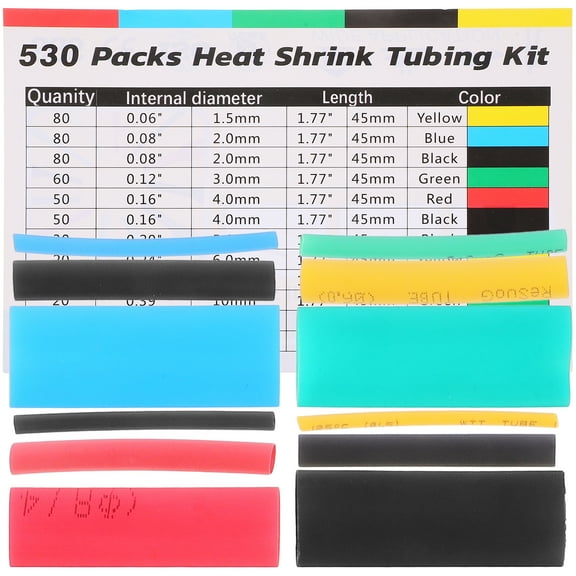 LOLIPPYY 530-Piece Heat Shrink Tubing Kit with Assorted Insulation Tubes for Wire and Cable Wrapping