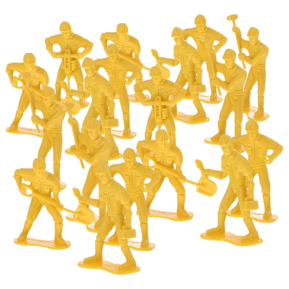 LOLIPPYY 54-Piece Construction Worker Figurine Set Yellow Model Toys for Display and Play Suitable for All Ages