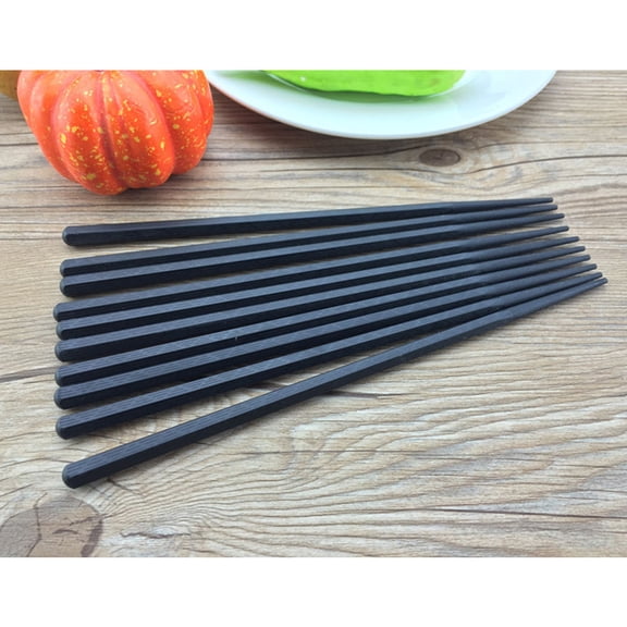 Milisten 5Pairs Black Hexagon Chopsticks for Home with Anti-Scalding Feature