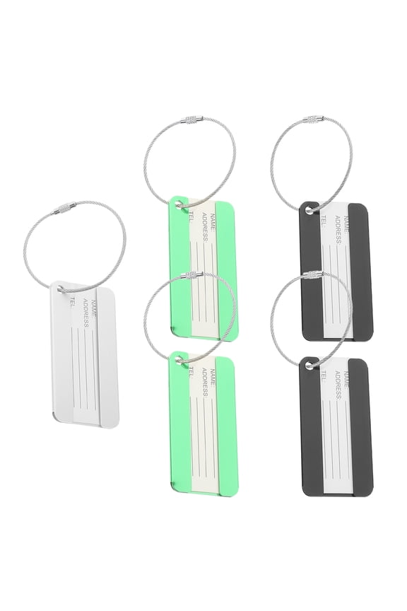 5-Pack Aluminum Luggage Tags for Airport Travel with Writable Personal Info Cards and String