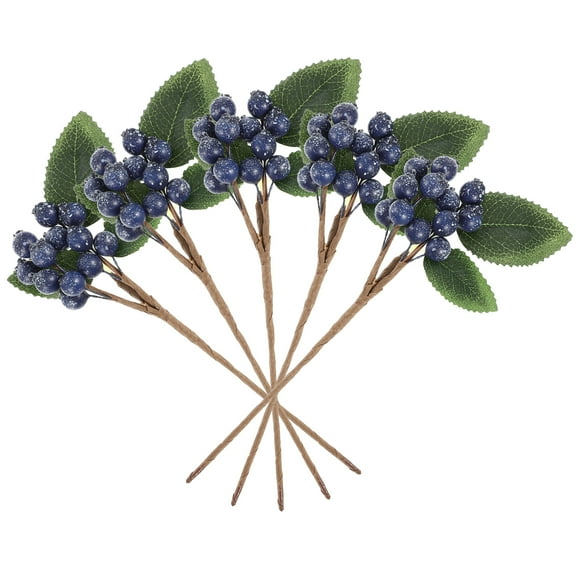 LOLIPPYY 5Pcs Artificial Berries Stem Fake Blueberries Decor Christmas Tree Wreath Decorations