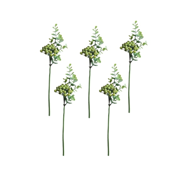 LOLIPPYY 5Pcs Artificial Berry Branch Green Plastic Twig Chic Decoration for Romantic Events