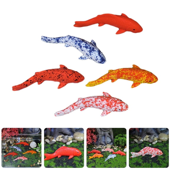 LOLIPPYY 5Pcs Artificial Small Koi Fish Resin Models Realistic Floating Aquarium Decorations