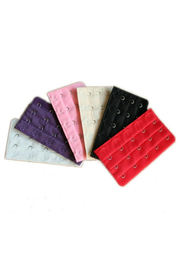 5-Pack Bra Extenders with 3 Rows and 5 Hooks, Black Nylon for Added Comfort and Adjustable Fit