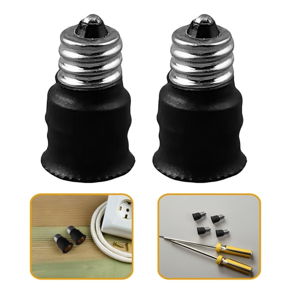 LOLIPPYY 5Pcs Bulb Base Converter Black Versatile Compatibility E12 to E14 Lamp Socket Adapter