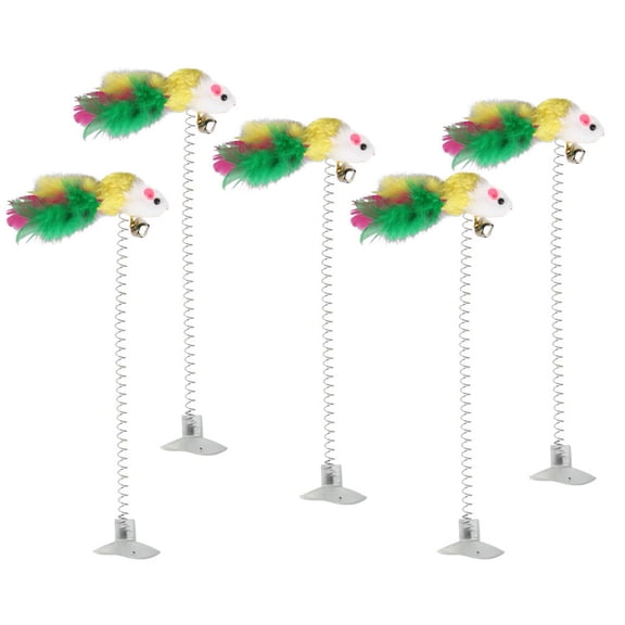 LOLIPPYY 5-Pack Cat Plush Spring Toys with Random Styles for Indoor Play, Training, and Interactive Fun