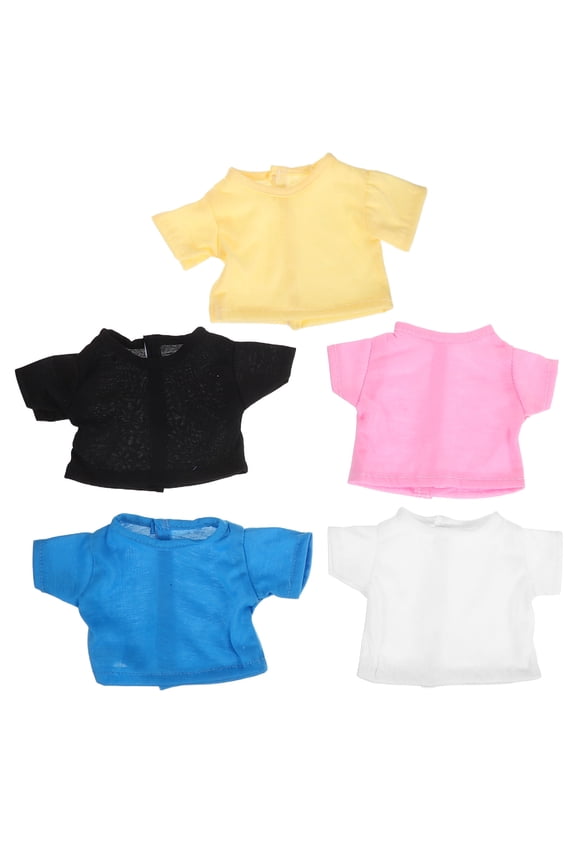 5-Pack Assorted Color Short Sleeve T-Shirts for Stuffed Bears Clothes, Soft Cotton Tee for Plush Toys