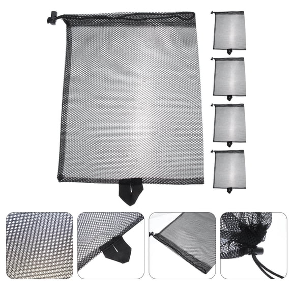 LOLIPPYY 5Pcs Convenient Large-Capacity Storage Bag Black Mesh for Organizing Food Items