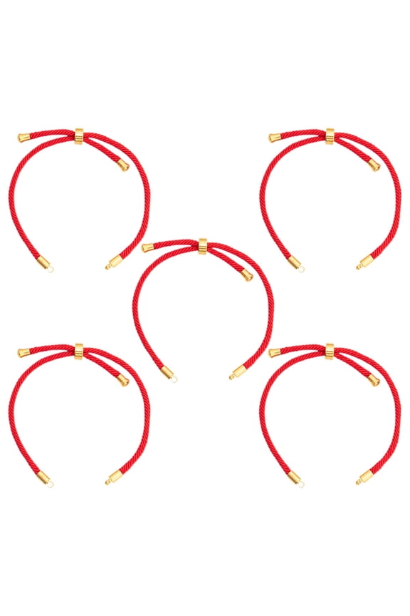 Set of 5 Adjustable Red String Bracelets for Couples, Fashionable Rope Wristbands for Men and Women