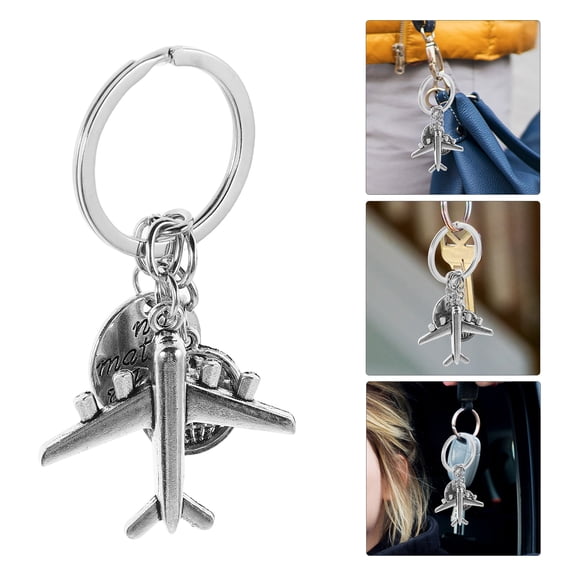 LOLIPPYY 5-Pack Airplane Keychains with Alphabet Letter Charms, Alloy Travel Souvenir Accessories for Keys and Bags