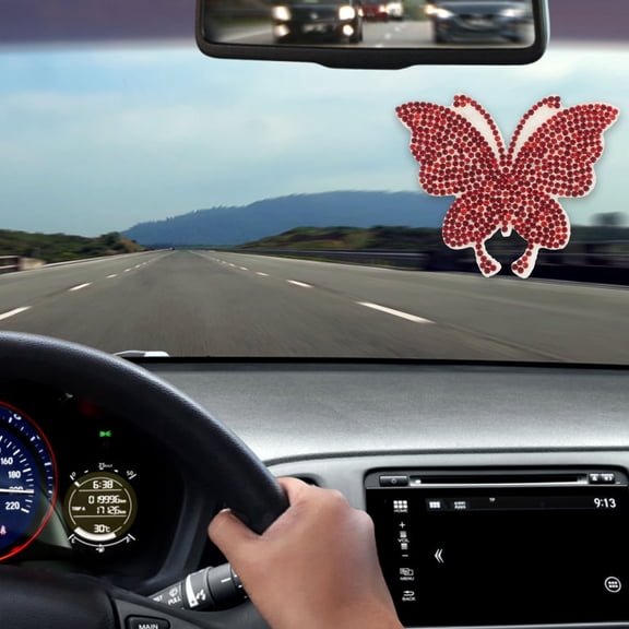 LOLIPPYY 5-Pack Dark Red Rhinestone Butterfly Stickers, Self-Adhesive Decorative Car Decals for Multi- Use