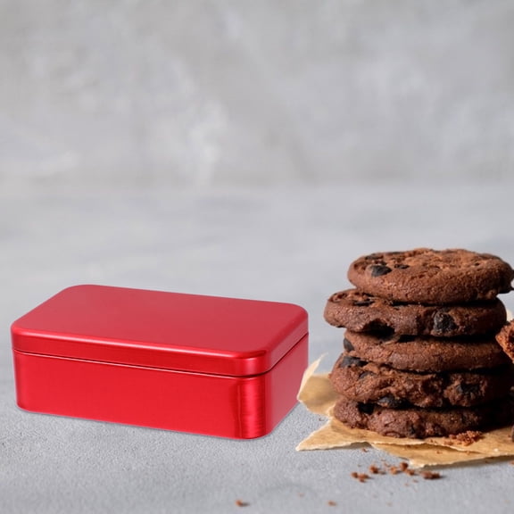 LOLIPPYY 5Pcs Decorative Red Metal Storage Boxes with Flip Top Lid for Home Use