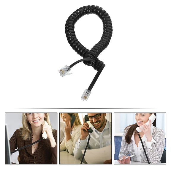 LOLIPPYY 5Pcs Durable Coiled Cable for Landline Phone Black Telephone Accessory