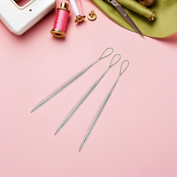 LOLIPPYY 5-Pack Metal Elastic Band Threader Sewing Tool for Easy Drawstring Cord Insertion on Hoodies Sweatpants